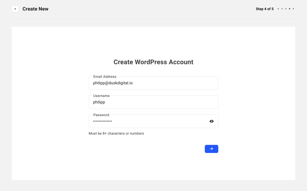3 screenshot on creating a WordPress account